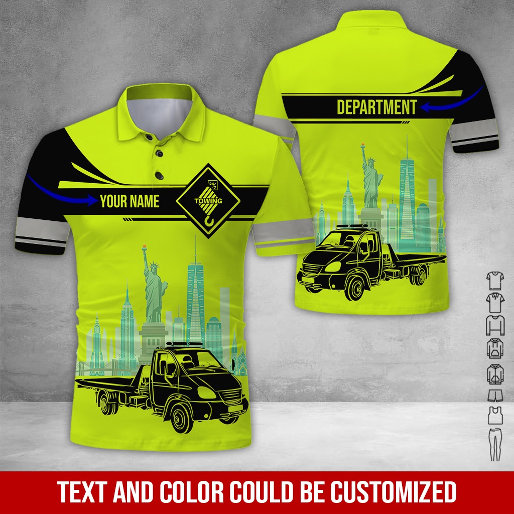 Custom Name Love Tow Truck, 3D Printed Graphics, Personalized Truck Driver Shirt