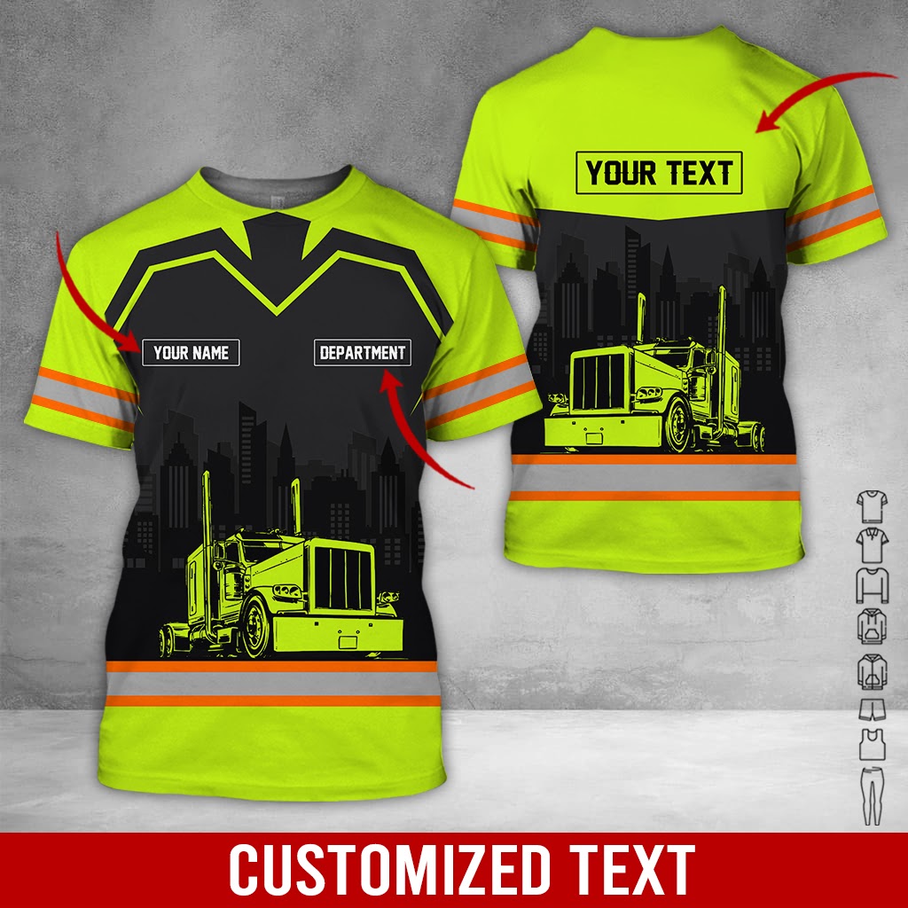 Customized Name Trucker Uniform, 3D Printed Clothes, Personalized Work Shirt