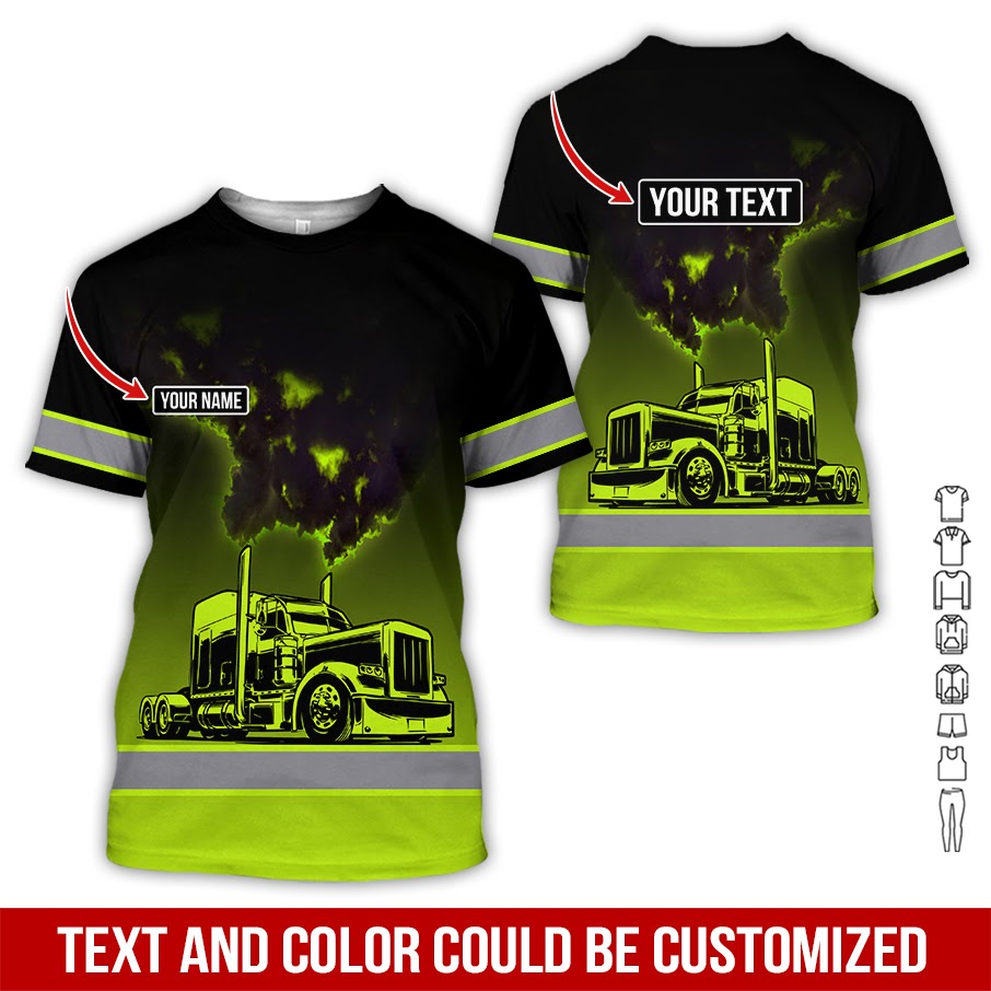 Custom Name Proud Trucker, Personalized Truck Driver Shirt, 3D Printed Graphics