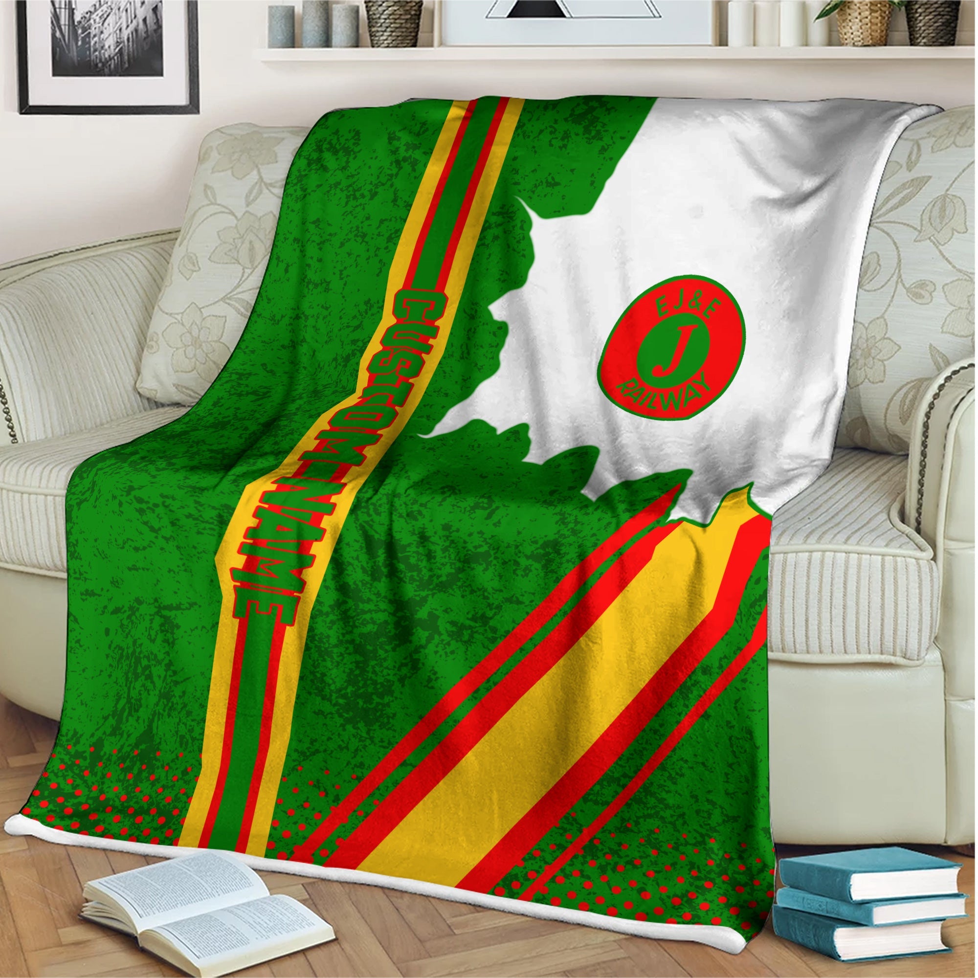 Railspirit Personalized Elgin Joliet And Eastern Railroad Blanket Vintage All Over Printed Blanket