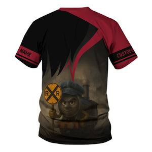 Railspirit Personalized Chicago Great Western Railroad T-Shirt Angry Train Shirt Gift Idea For Train Lover