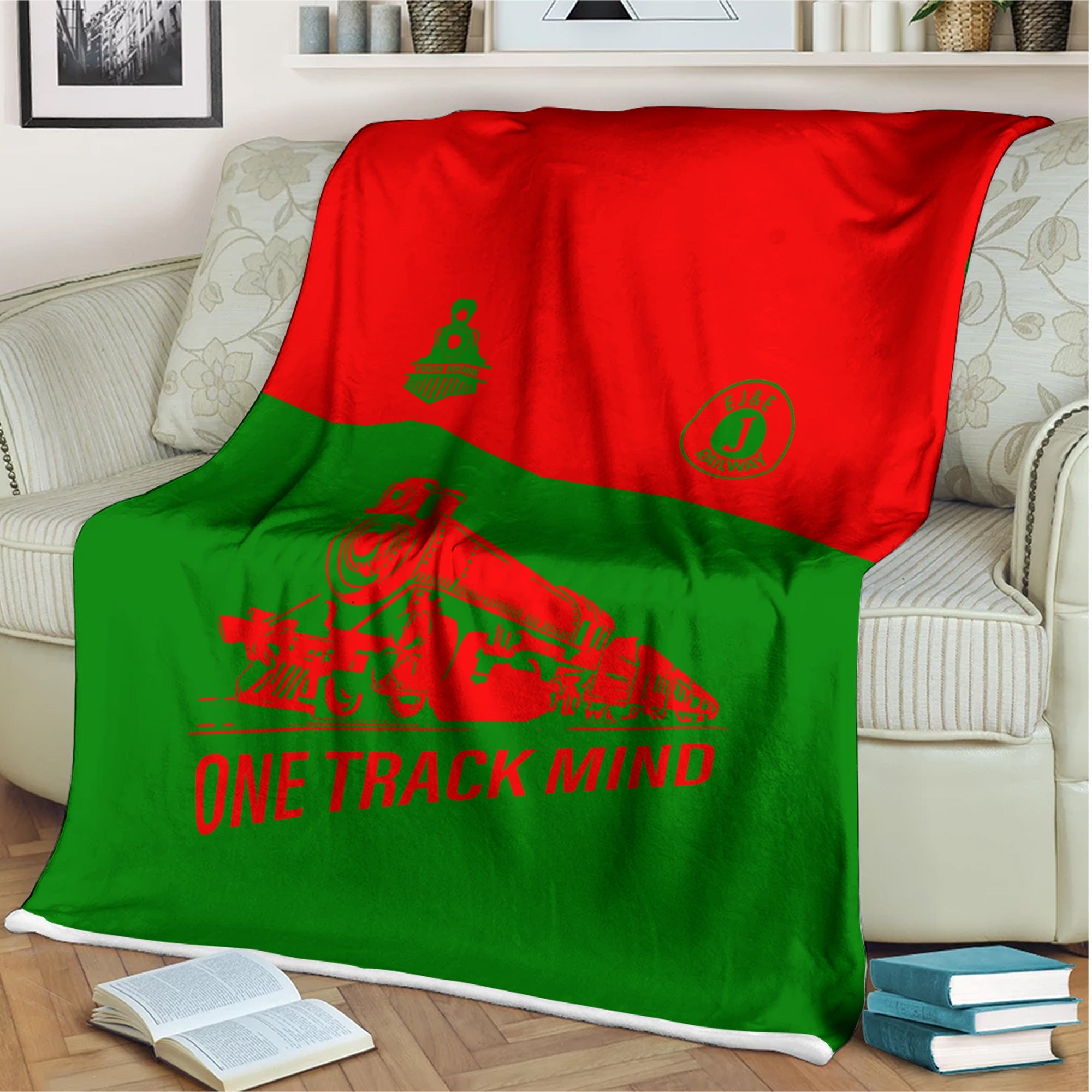 Railspirit Personalized Elgin Joliet And Eastern Railroad Blanket One Track Mind Train Blanket Gift Idea For Train Lover