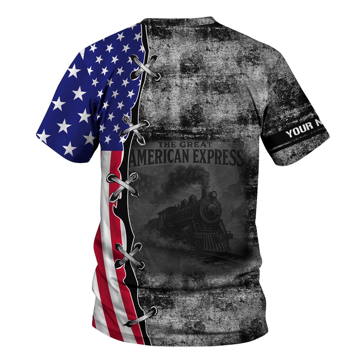 Railspirit Personalized Bessemer And Lake Erie Railroad T-Shirt Retro American Express Train With USA Flag Shirt