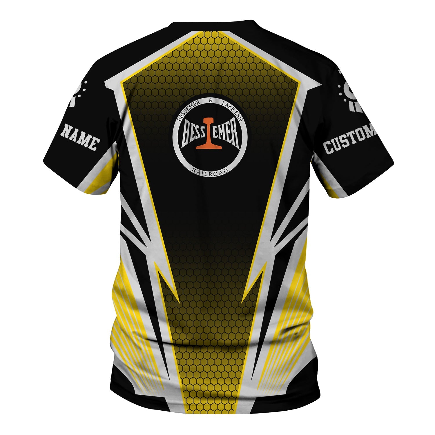 Railspirit Personalized Bessemer And Lake Erie Railroad T-Shirt Lightning Graphic Style Shirt Gift Idea For Train Lover