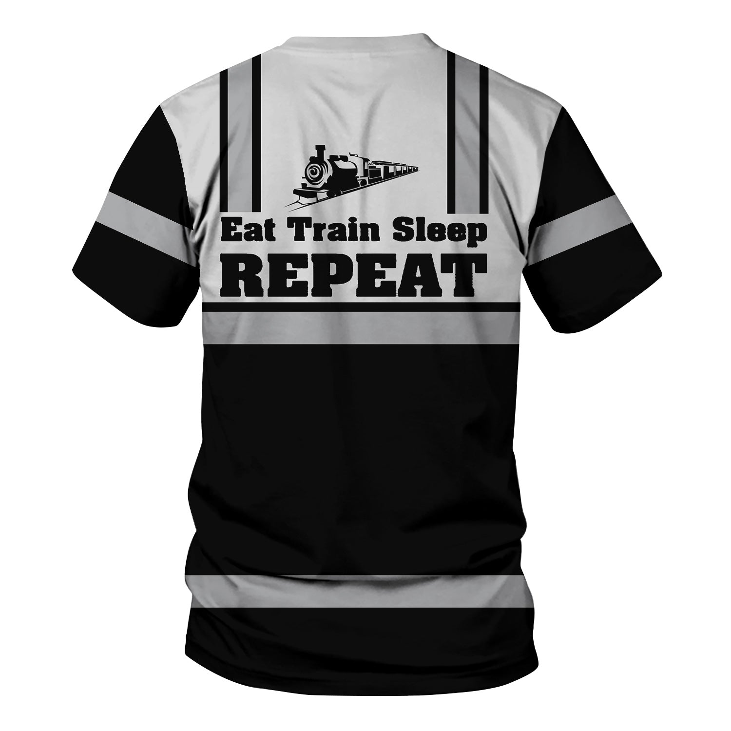 Railspirit Custom Name Bessemer And Lake Erie Railroad T Shirt Eat Train Sleep Repeat Printed Train Shirt