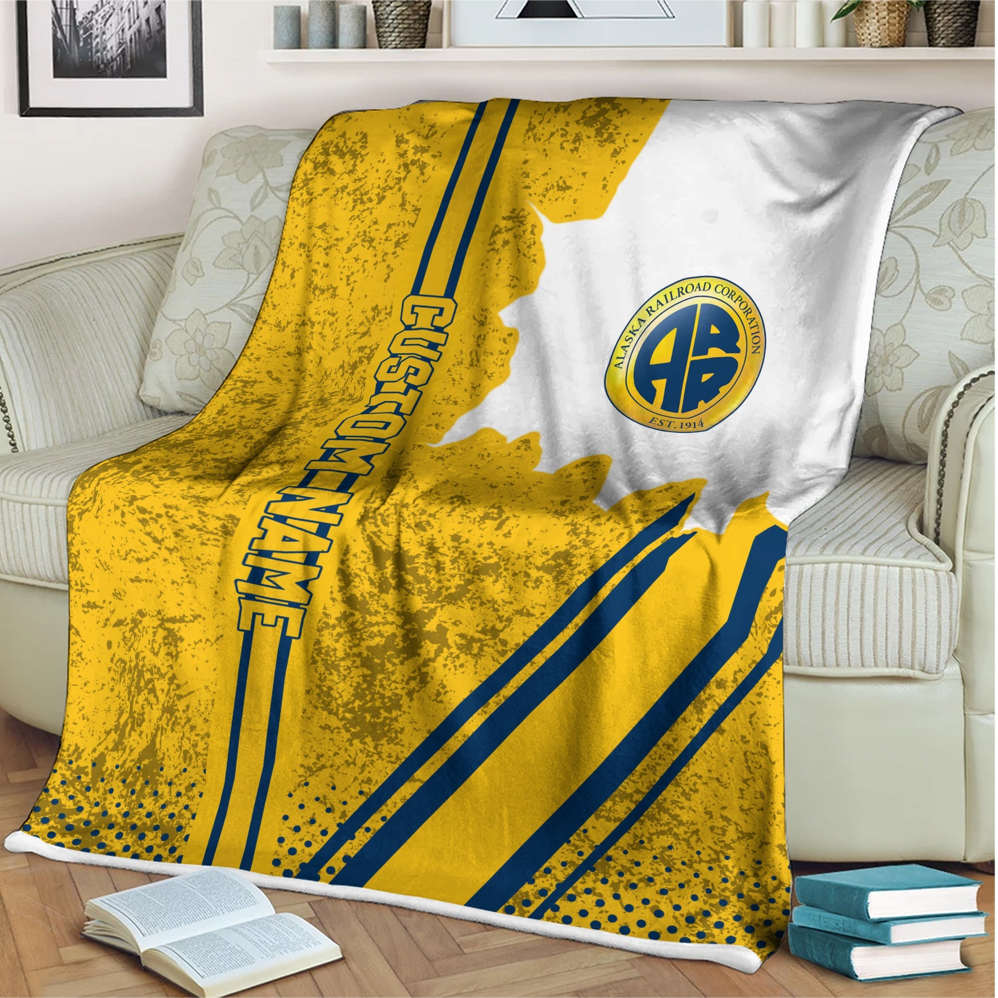 Railspirit Personalized Alaska Railroad Blanket Vintage All Over Printed Blanket