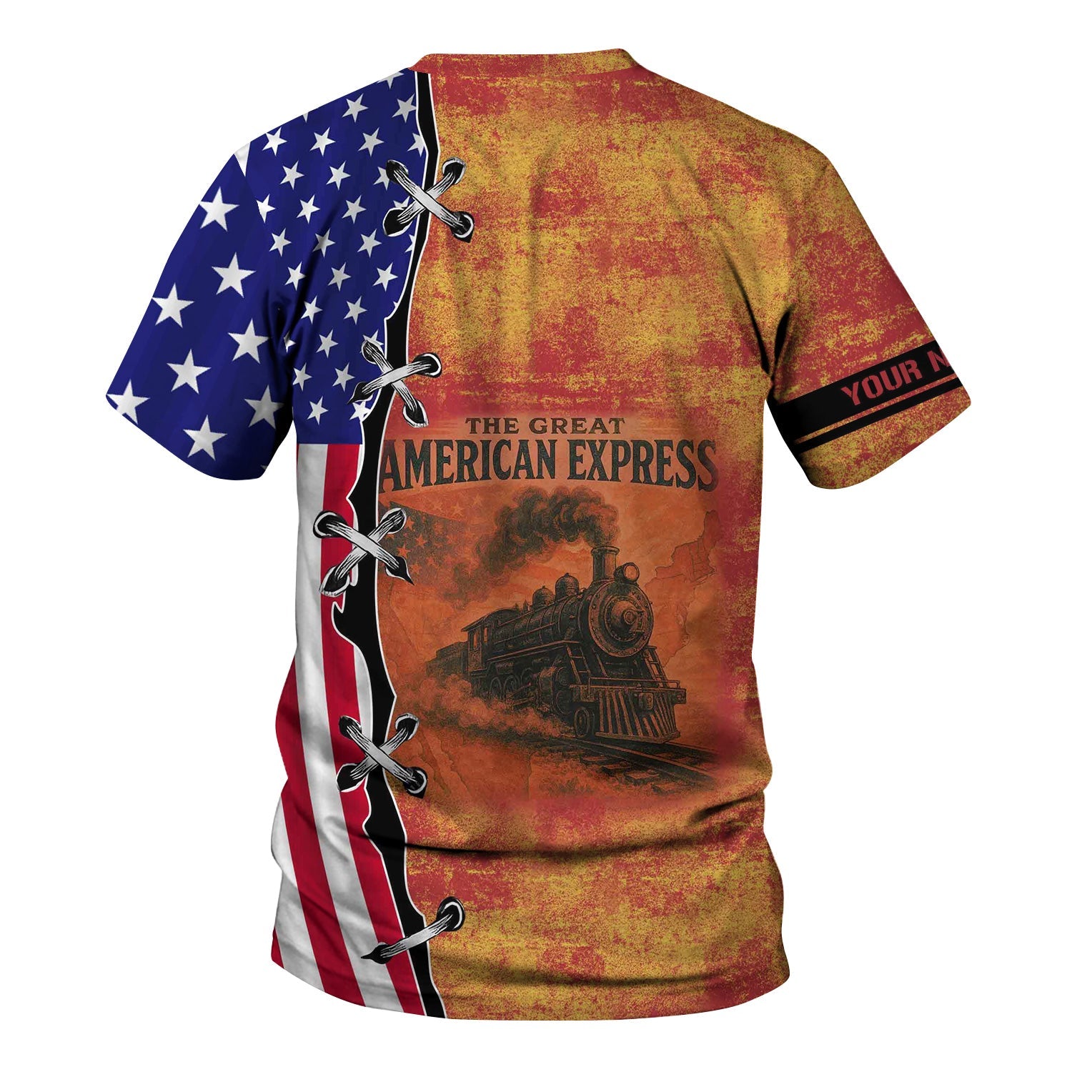 Railspirit Personalized Florida East Coast Railway T-Shirt Retro American Express Train With USA Flag Shirt