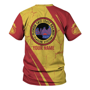 Railspirit Personalized Florida East Coast Railway T-Shirt Crackle Texture Style Shirt For Trackhead
