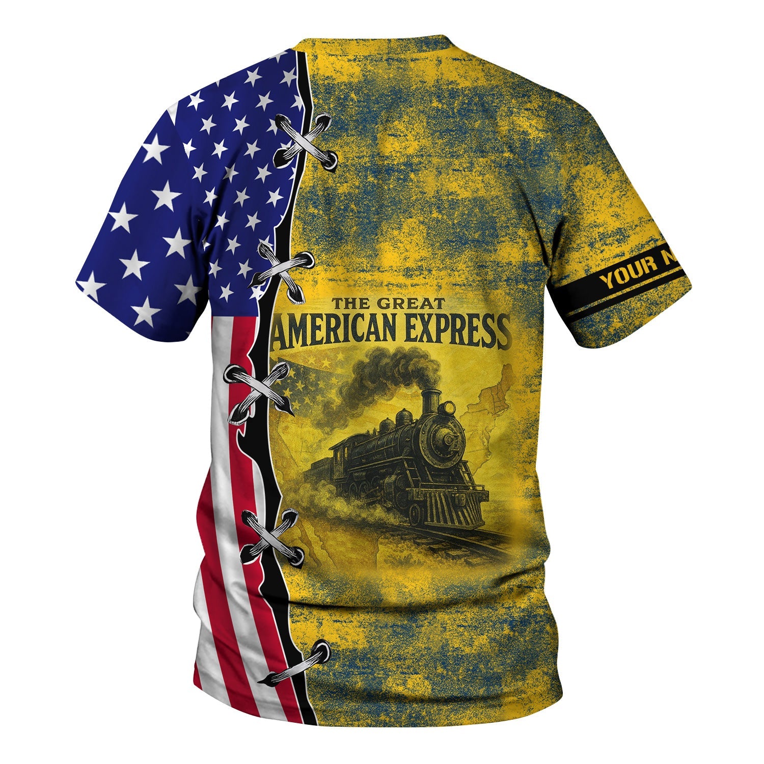 Railspirit Personalized Alaska Railroad T-Shirt Retro American Express Train With USA Flag Shirt
