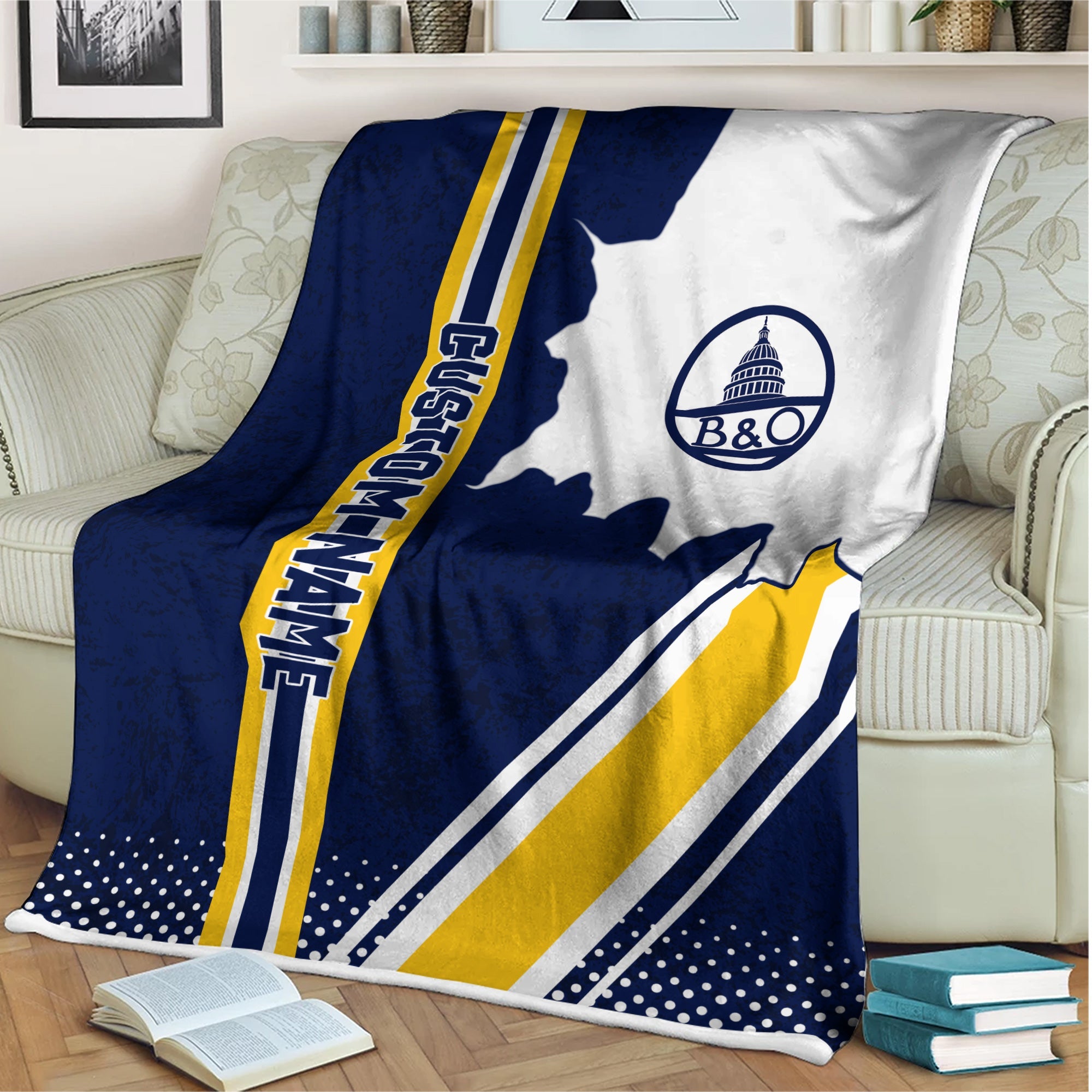 Railspirit Personalized Baltimore and Ohio Railroad Blanket Vintage B&O All Over Printed Blanket