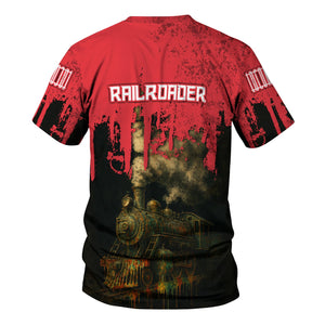 Railspirit Personalized Kansas City Southern T-Shirt Vintage Train Art Style Shirt For Locomotive Fans