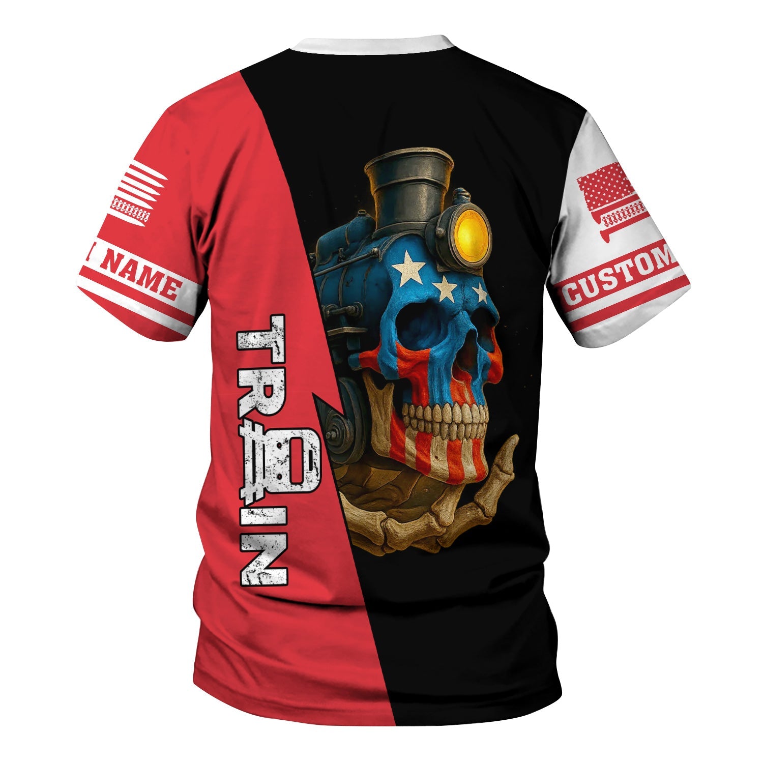 Railspirit Personalized Kansas City Southern T-Shirt Train Skull American Flag Shirt All Over Print
