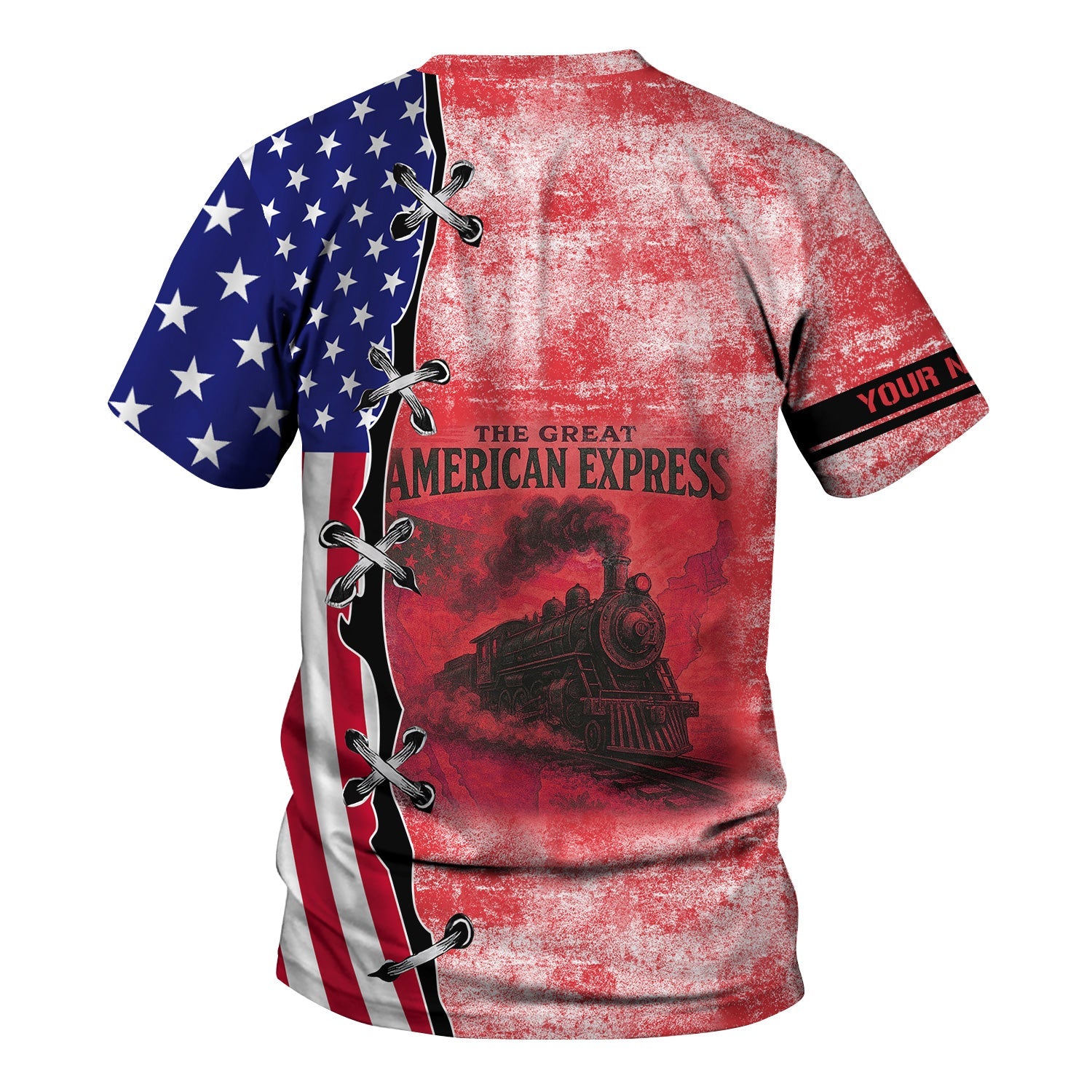 Railspirit Personalized Kansas City Southern T-Shirt Retro American Express Train With USA Flag Shirt