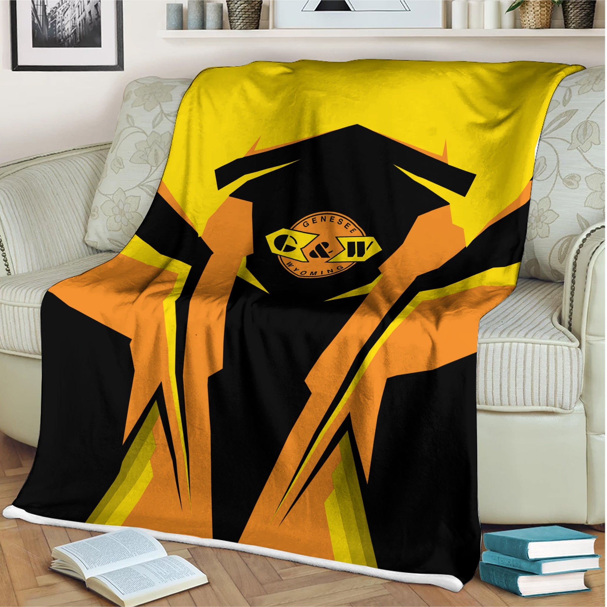 Railspirit Personalized Genesee & Wyoming Inc. Railroad Blanket Strong Line Train Blanket Gift Idea For Train Lover