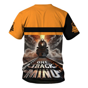 Railspirit Personalized Genesee & Wyoming Inc. Railroad T Shirt One Track Mind Train Printed Shirt