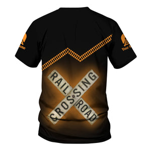 Railspirit Personalized Genesee & Wyoming Inc. Railroad T Shirt Railroad Crossing Printed Train Track Shirt