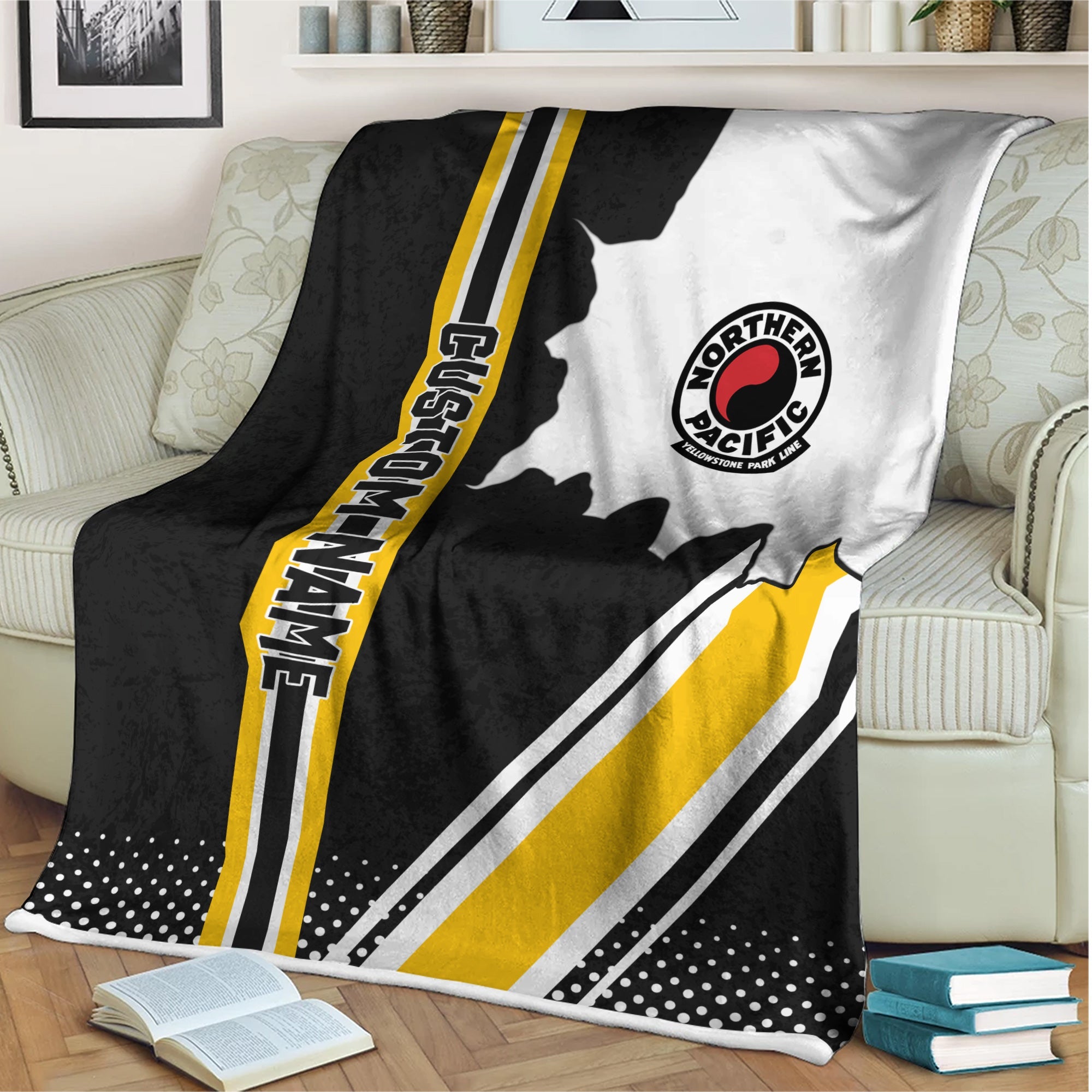 Railspirit Personalized Northern Pacific Railway Blanket Vintage All Over Printed Blanket