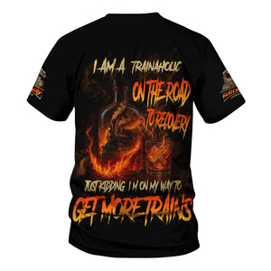 Railspirit Personalized Train T-Shirt I Am A Trainaholic On The Road To Recovery Just Kidding I'm On My Way To Get More Trains Shirt