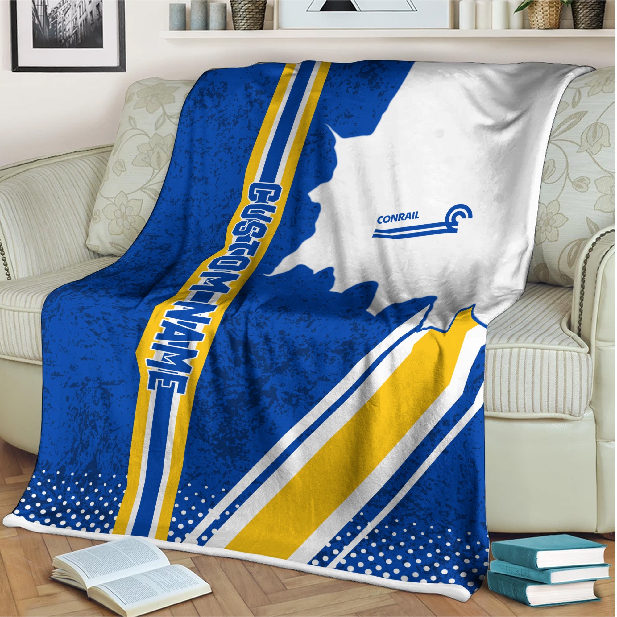 Railspirit Personalized Conrail Railroad Blanket Vintage All Over Printed Blanket