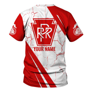 Railspirit Personalized Pennsylvania Railroad T-Shirt Crackle Texture Style Shirt For Trackhead