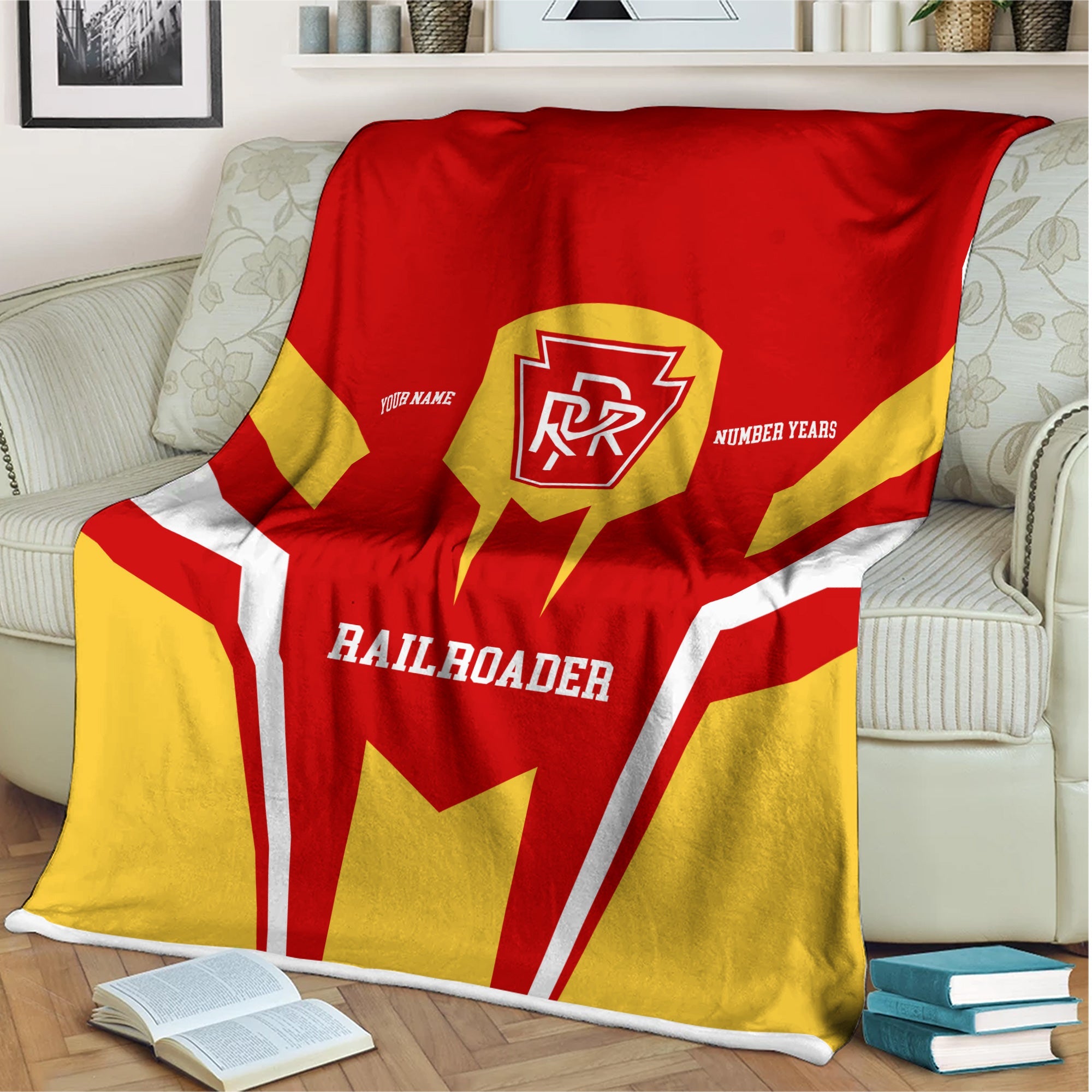 Railspirit Personalized Pennsylvania Railroad Blanket Custom Year Railroader Gift Idea For Train Lover