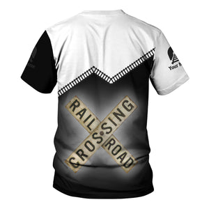 Railspirit Personalized New York Central Railroad T Shirt Railroad Crossing Printed Train Track Shirt