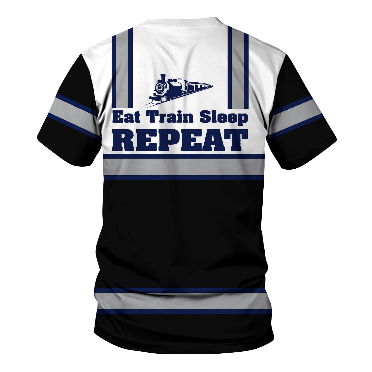 Railspirit Custom Name Baltimore and Ohio Railroad T Shirt Eat Train Sleep Repeat B&O Printed Train Shirt