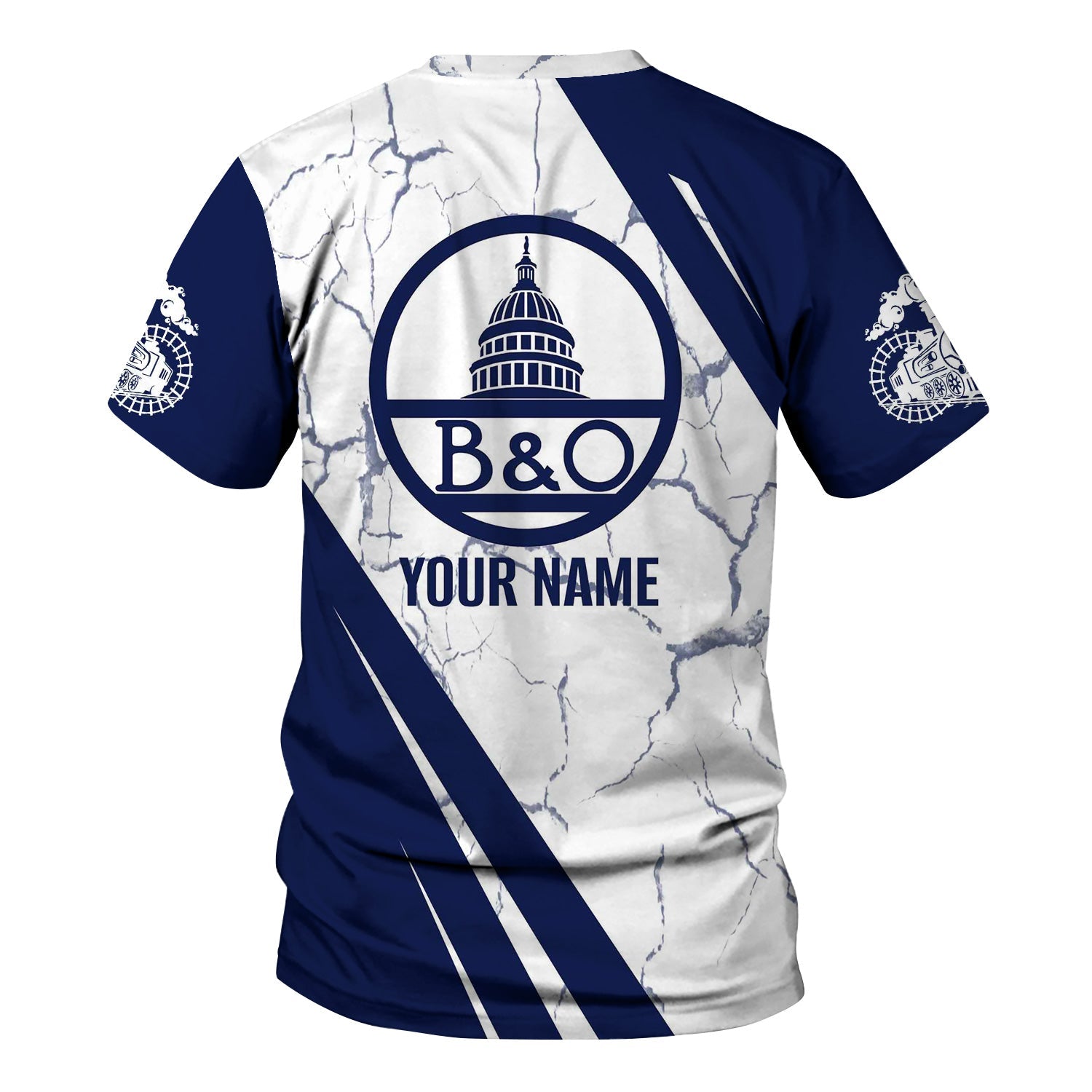 Railspirit Personalized Baltimore and Ohio Railroad T-Shirt Crackle Texture Style B&O Shirt For Trackhead