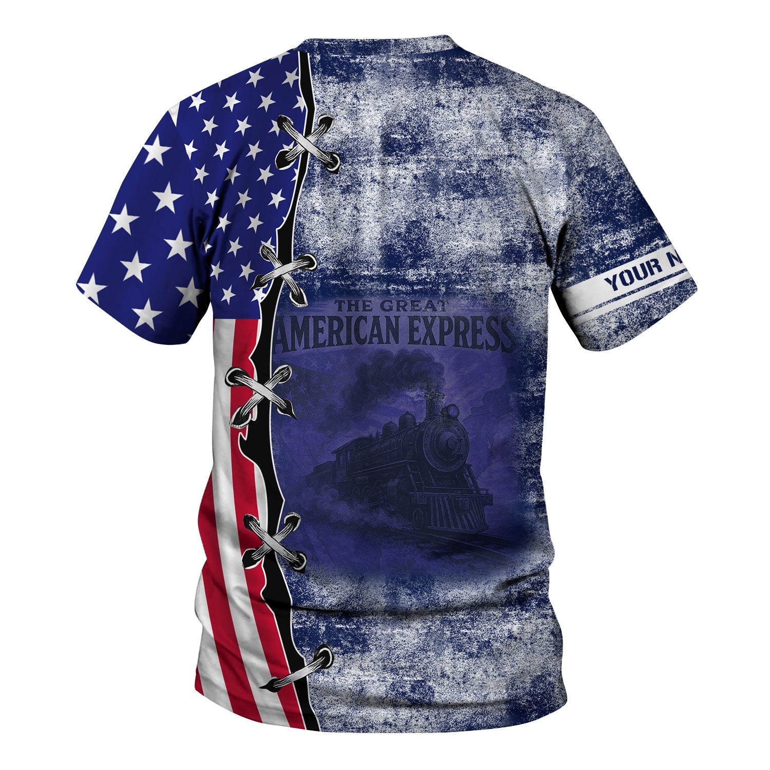 Railspirit Personalized Baltimore and Ohio Railroad T-Shirt Retro American Express Train With USA Flag B&O Shirt