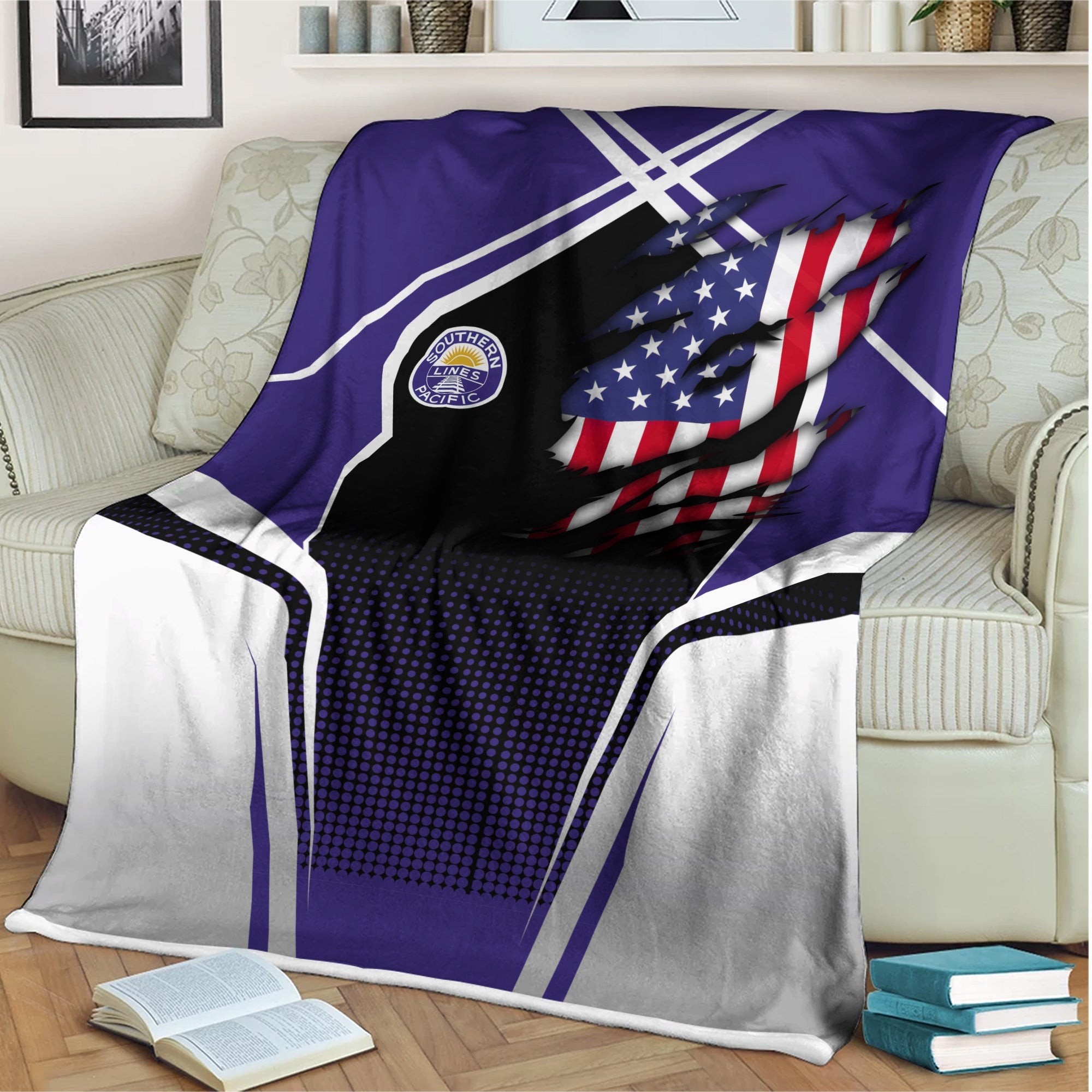 Railspirit Personalized Southern Pacific Railroad Blanket American Vintage All Over Printed Blanket