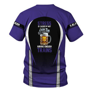 Railspirit Personalized Southern Pacific Railroad T Shirt Stress Is Caused By Not Having Enough Trains Shirt All Over Print