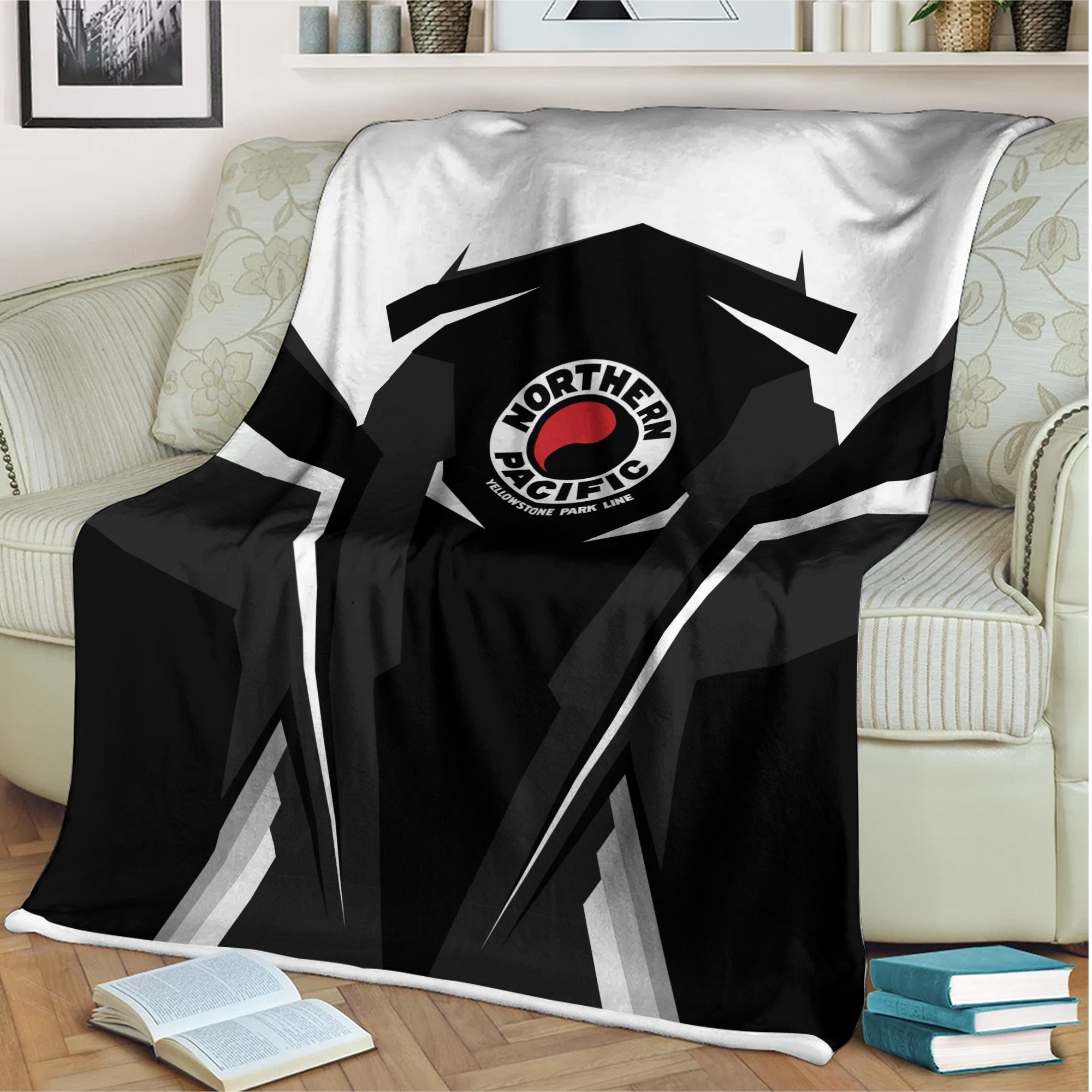 Railspirit Personalized Northern Pacific Railway Blanket Strong Line Train Blanket Gift Idea For Train Lover