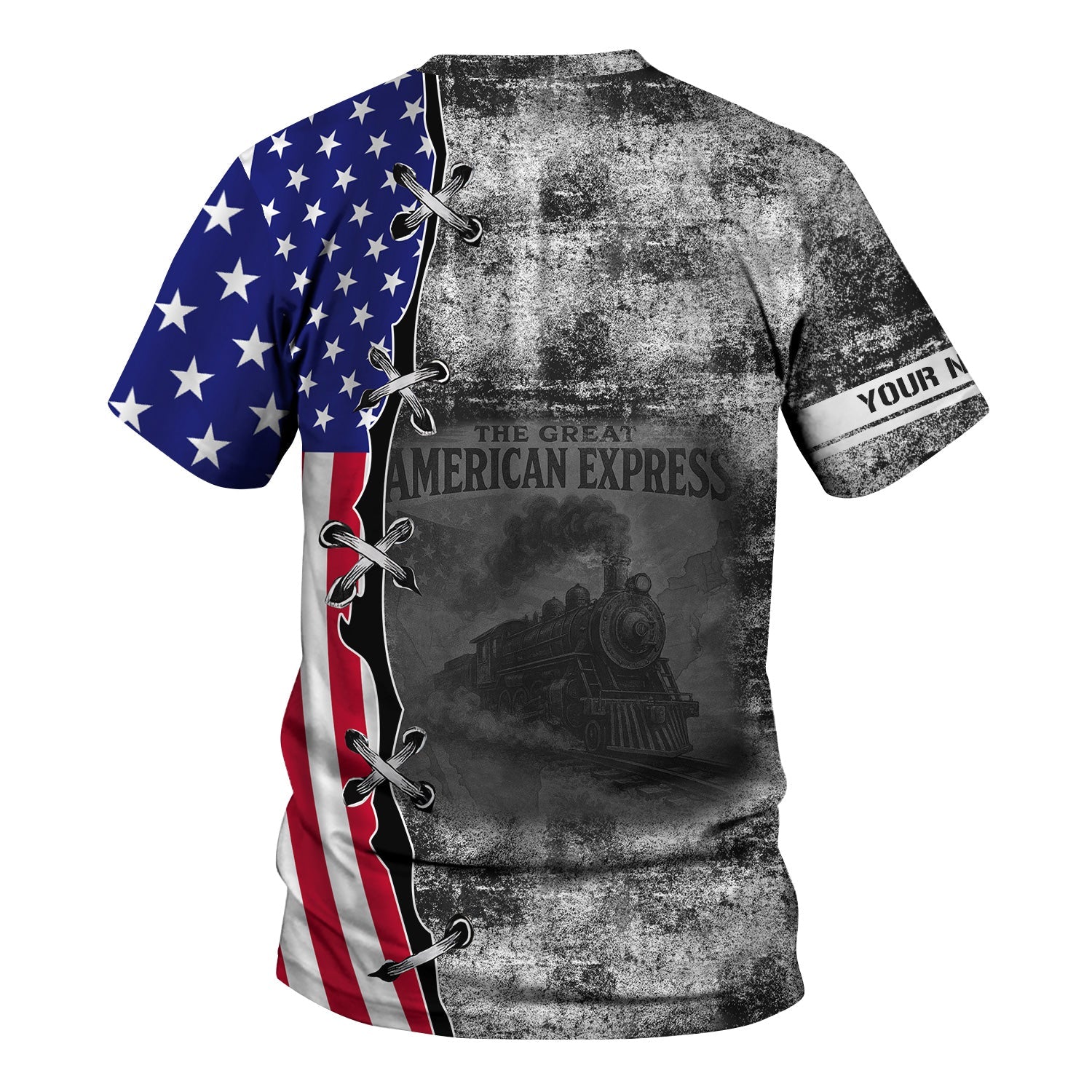 Railspirit Personalized Northern Pacific Railway T-Shirt Retro American Express Train With USA Flag Shirt