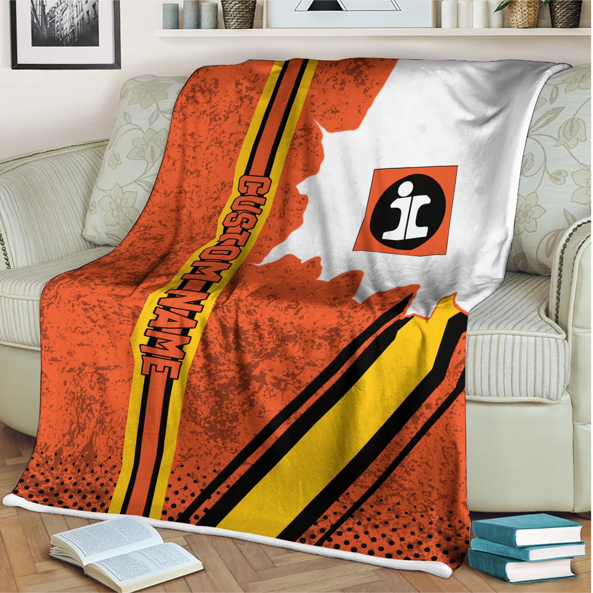 Railspirit Personalized Illinois Central Railroad Blanket Vintage All Over Printed Blanket