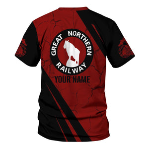 Railspirit Personalized Great Northern Railway T-Shirt Crackle Texture Style GNR Shirt For Trackhead