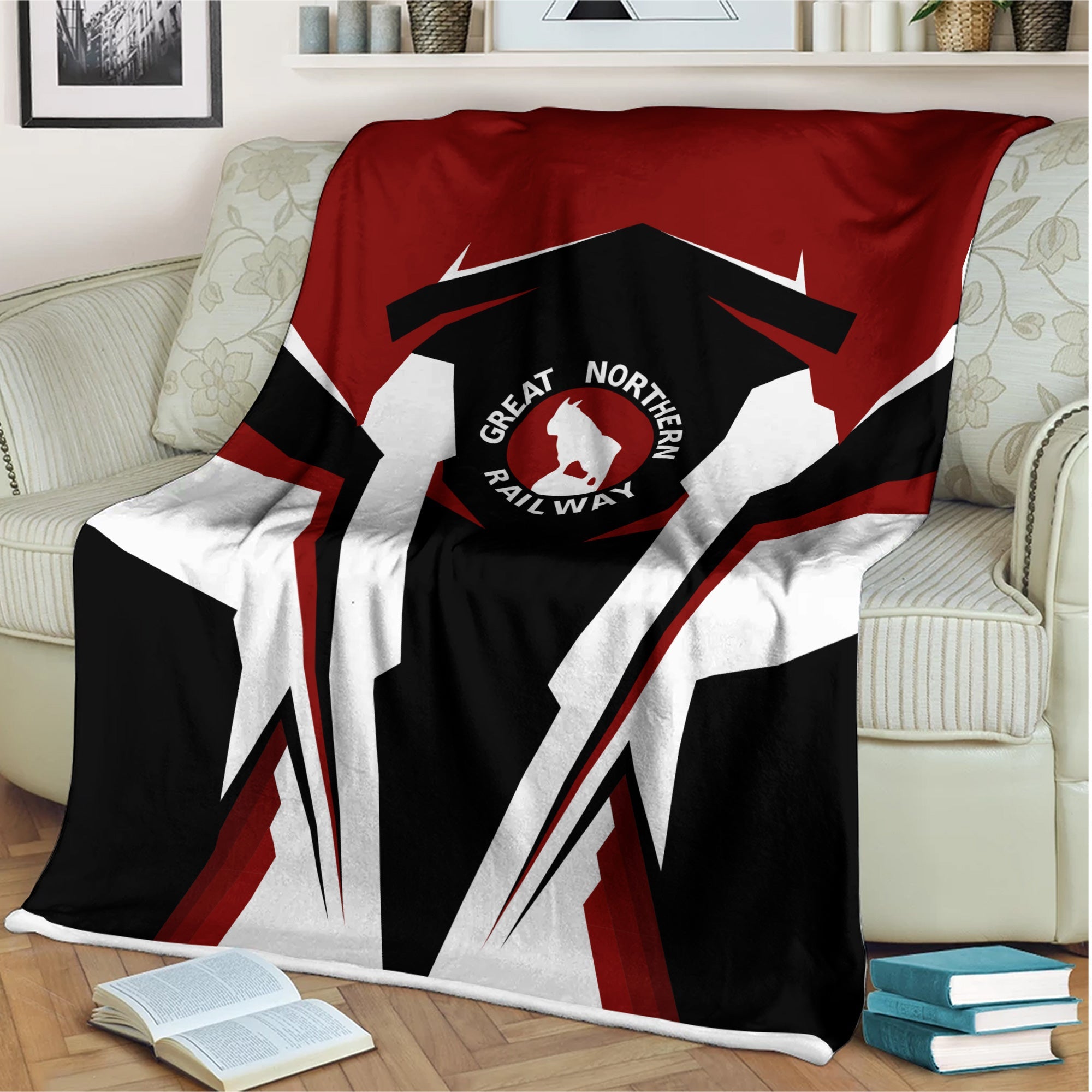 Railspirit Personalized Great Northern Railway Blanket GNR Strong Line Train Blanket Gift Idea For Train Lover