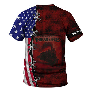 Railspirit Personalized Great Northern Railway T-Shirt Retro American Express Train With USA Flag GNR Shirt