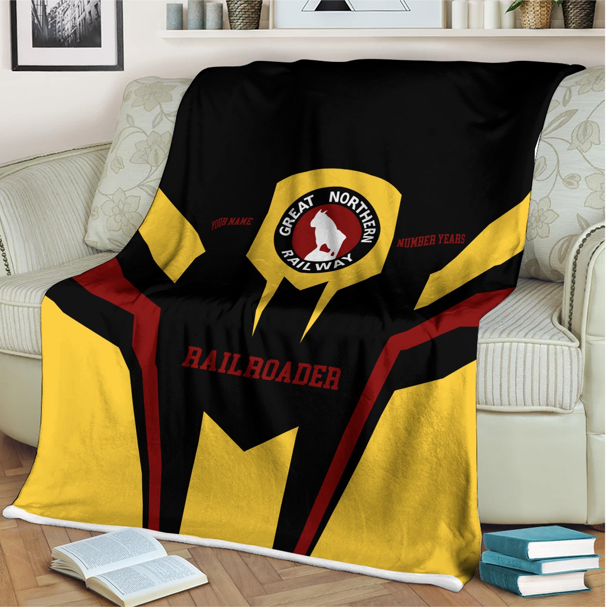 Railspirit Personalized Great Northern Railway Blanket Custom Year Railroader GNR Gift Idea For Train Lover