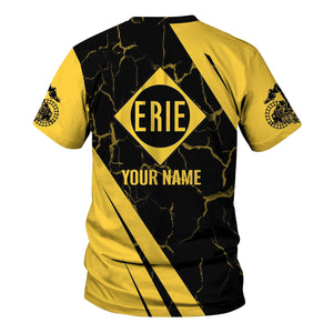 Railspirit Personalized Erie Railroad T-Shirt Crackle Texture Style Shirt For Trackhead