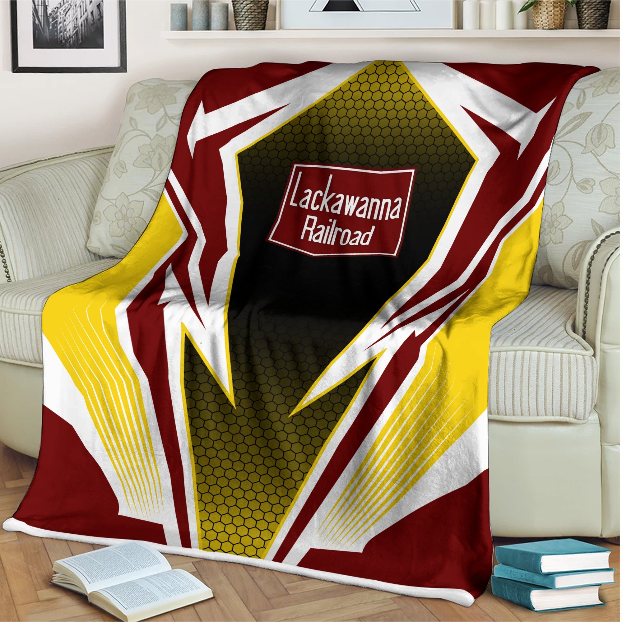 Railspirit Delaware, Lackawanna and Western Railroad Blanket Lightning Graphic Style DL&W Blanket Gift Idea For Train Lover