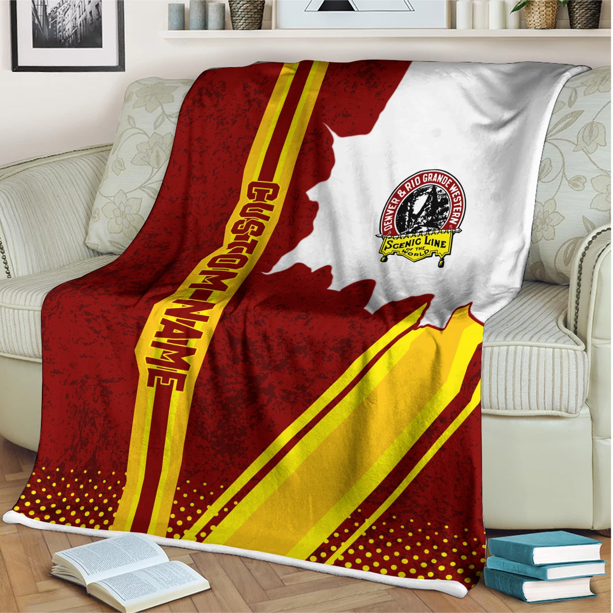 Railspirit Personalized Denver and Rio Grande Western Railroad Blanket Vintage All Over Printed Blanket