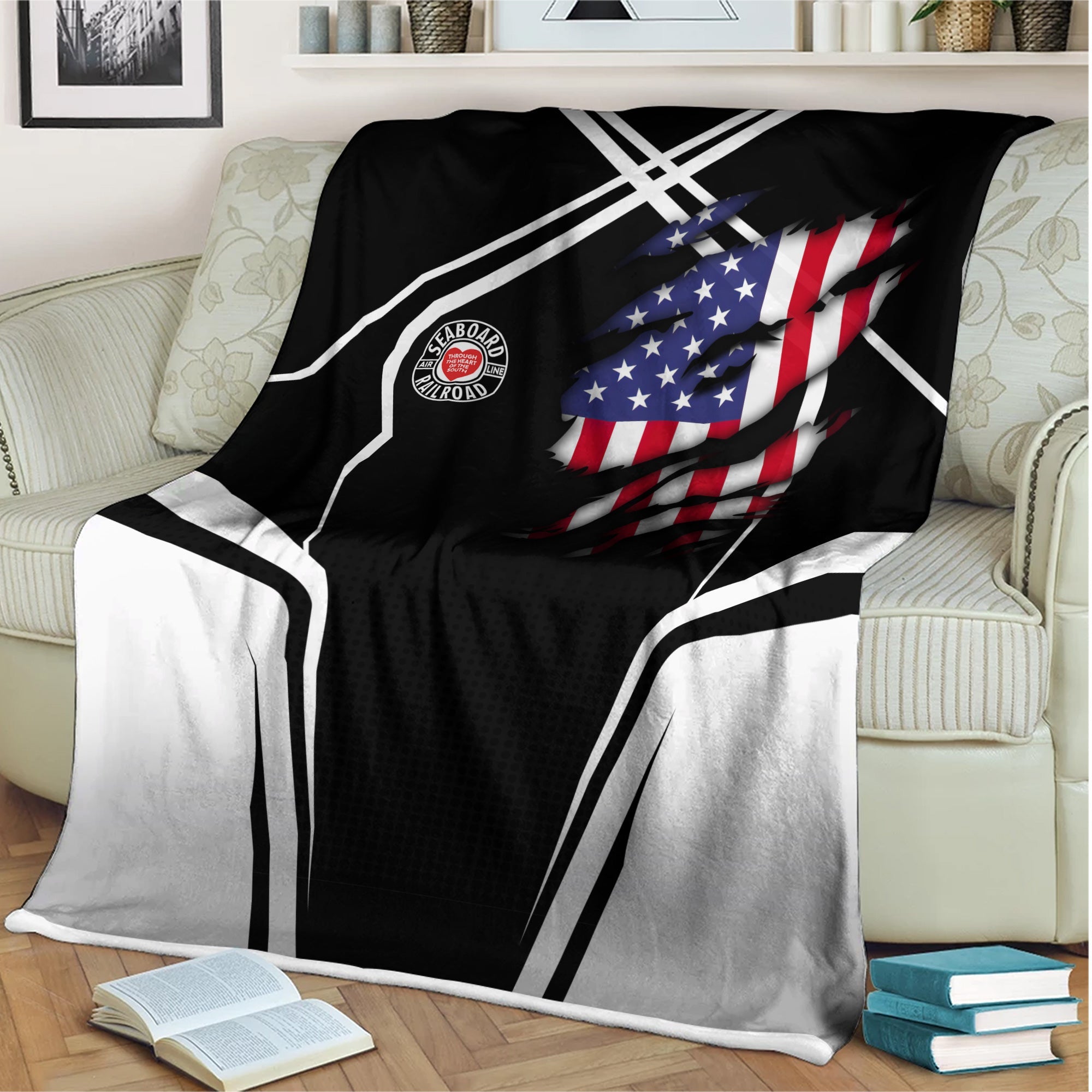 Railspirit Personalized Seaboard Air Line Railroad Blanket American Vintage All Over Printed Blanket