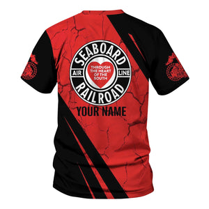 Railspirit Personalized Seaboard Air Line Railroad T-Shirt Crackle Texture Style Shirt For Trackhead