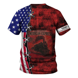 Railspirit Personalized Seaboard Air Line Railroad T-Shirt Retro American Express Train With USA Flag Shirt