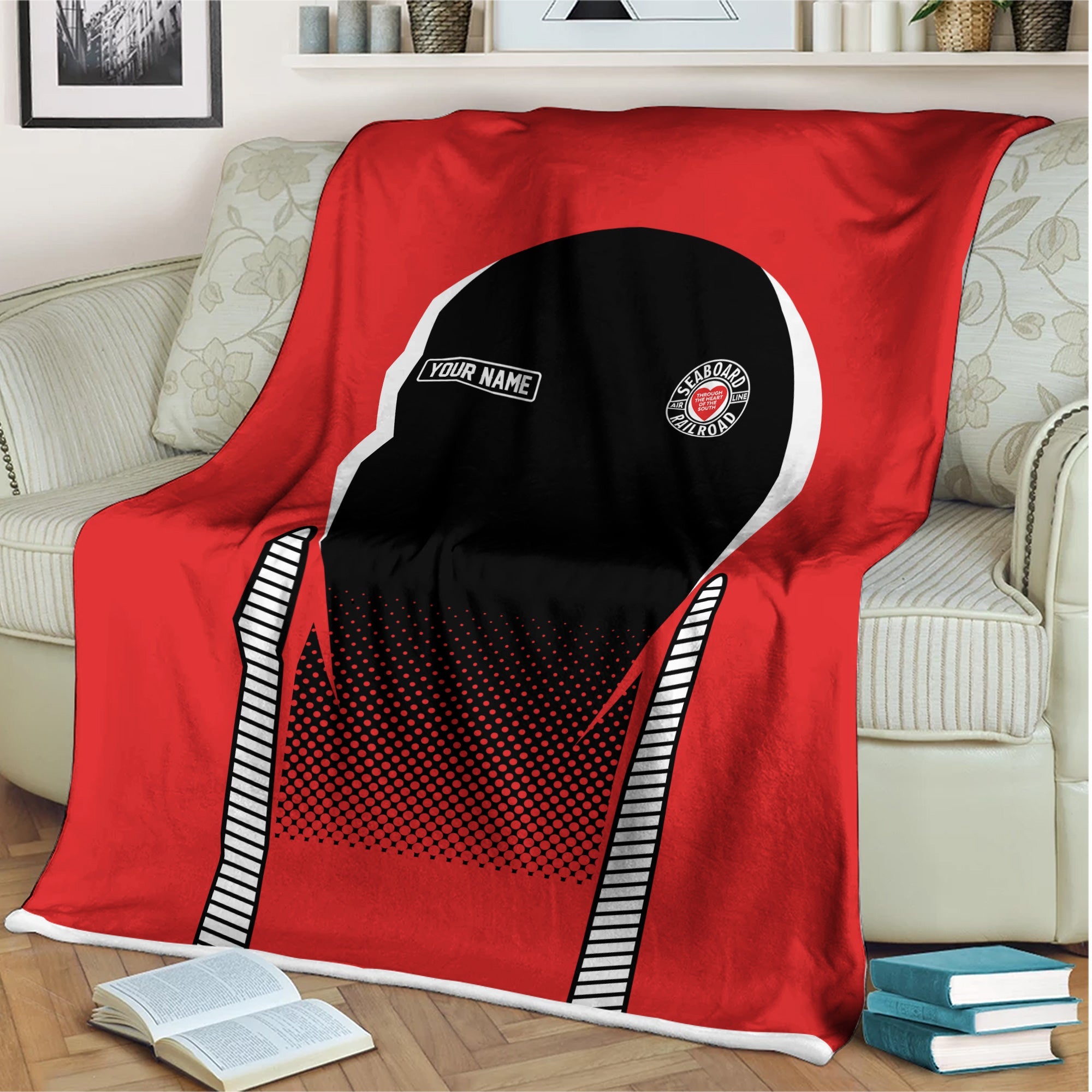 Railspirit Personalized Seaboard Air Line Railroad Blanket Train Blanket Gift Idea For Train Lover