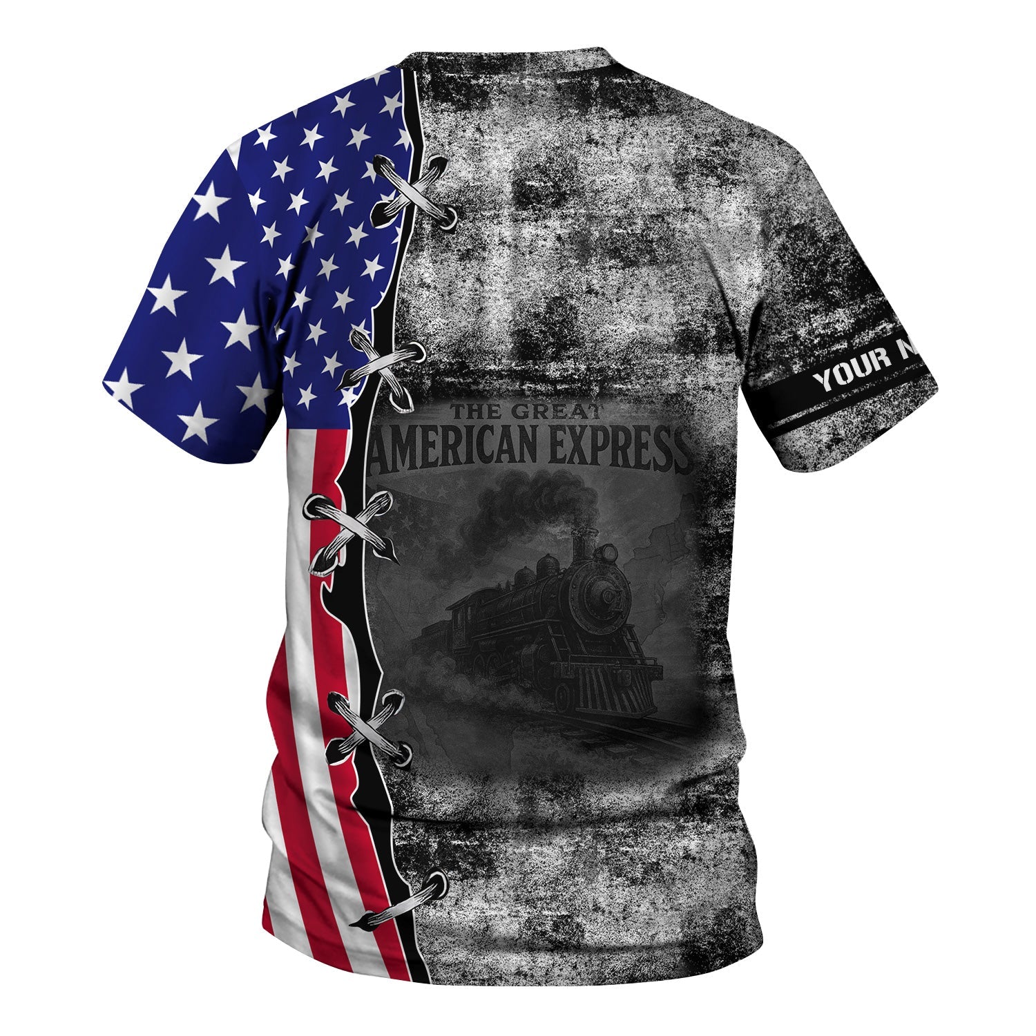 Railspirit Personalized Atlantic Coast Line Railroad T-Shirt Retro American Express Train With USA Flag Shirt