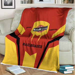 Railspirit Personalized Chicago and North Western Railway Blanket Custom Year Railroader Gift Idea For Train Lover
