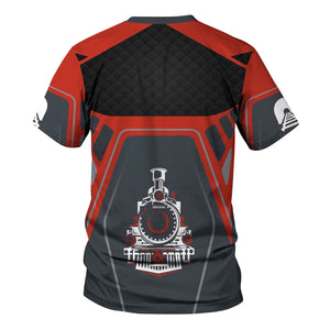 Railspirit Personalized Chicago and North Western Railway T-Shirt Steam Locomotive Engine Graphic Train Shirt All Over Print