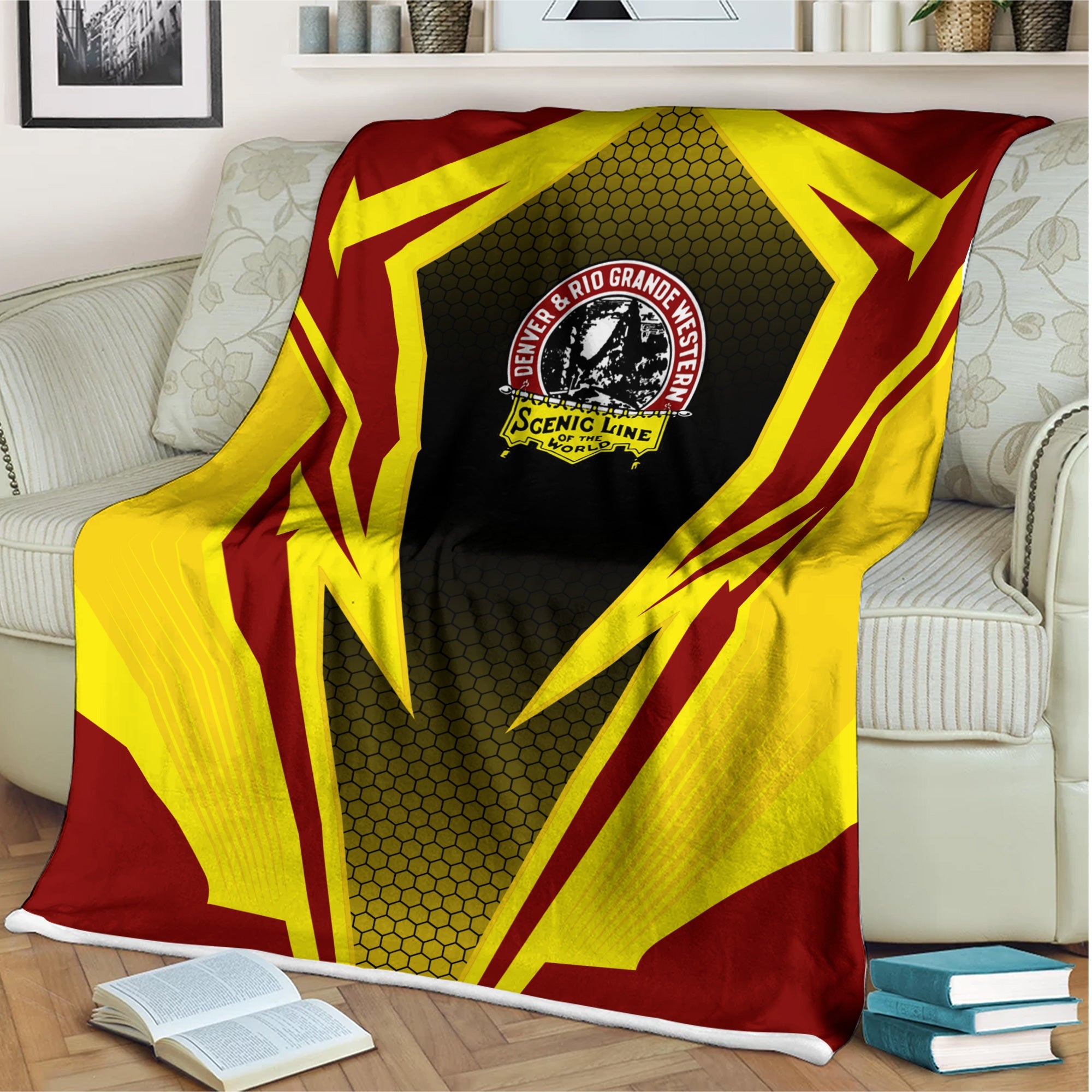 Railspirit Denver and Rio Grande Western Railroad Blanket Lightning Graphic Style Blanket Gift Idea For Train Lover
