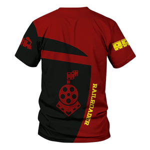 Railspirit Personalized Denver and Rio Grande Western Railroad T-Shirt All Aboard Steam Train Movie Projector Style Shirt